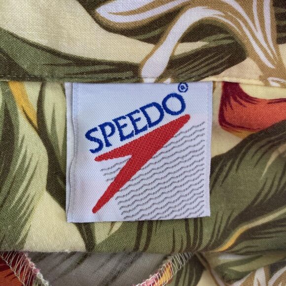 Speedo Hawaiian Shirt Mens 2XL Yellow Floral Aloha Camp Button Short Sleeve - Picture 6 of 6